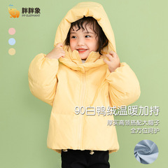 Pass rate of 90% for inspection, children's winter hats for boys and girls, children, middle and small children, hooded, thick down jackets, fashion, short style