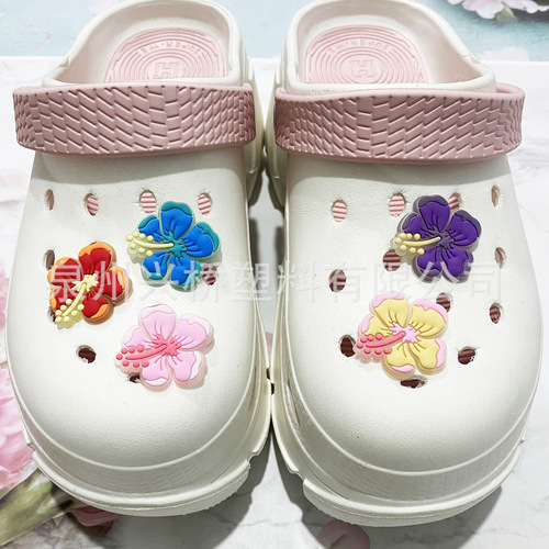 Cross-border best-selling Croc Flower Series hole shoes DIY accessory PVC soft rubber detachable shoe accessories Croc shoe flowers shoes