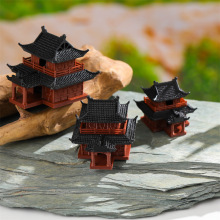 古风客栈摆件盆景微景观摆件古建筑模型凉亭假山水陆缸鱼缸造景