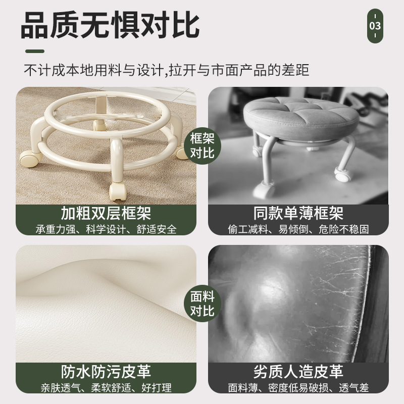 亚克力小凳子静音带万向轮儿童学步凳网红小椅子滑轮矮凳美缝地凳|undefined