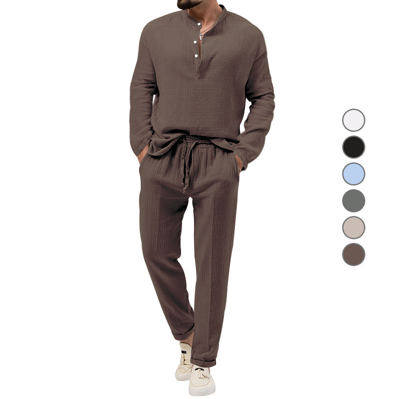 Monochrome Man- Cross-Border Foreign Trade Bestseller 2026 Spring Autumn Men's Solid Color Casual T-Shirt Long-Sleeve Shirt And_voghion.com