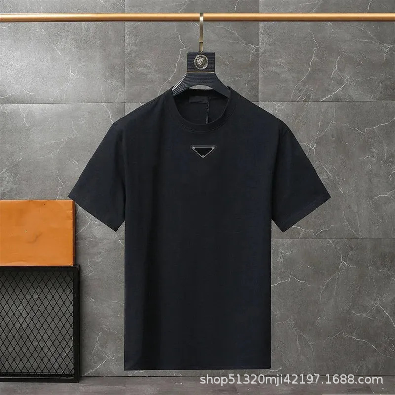 High-End Version Cross-Border Pure Cotton Trendy Brand Triangle Logo Short-Sleeve T-Shirt Summer Casual Style