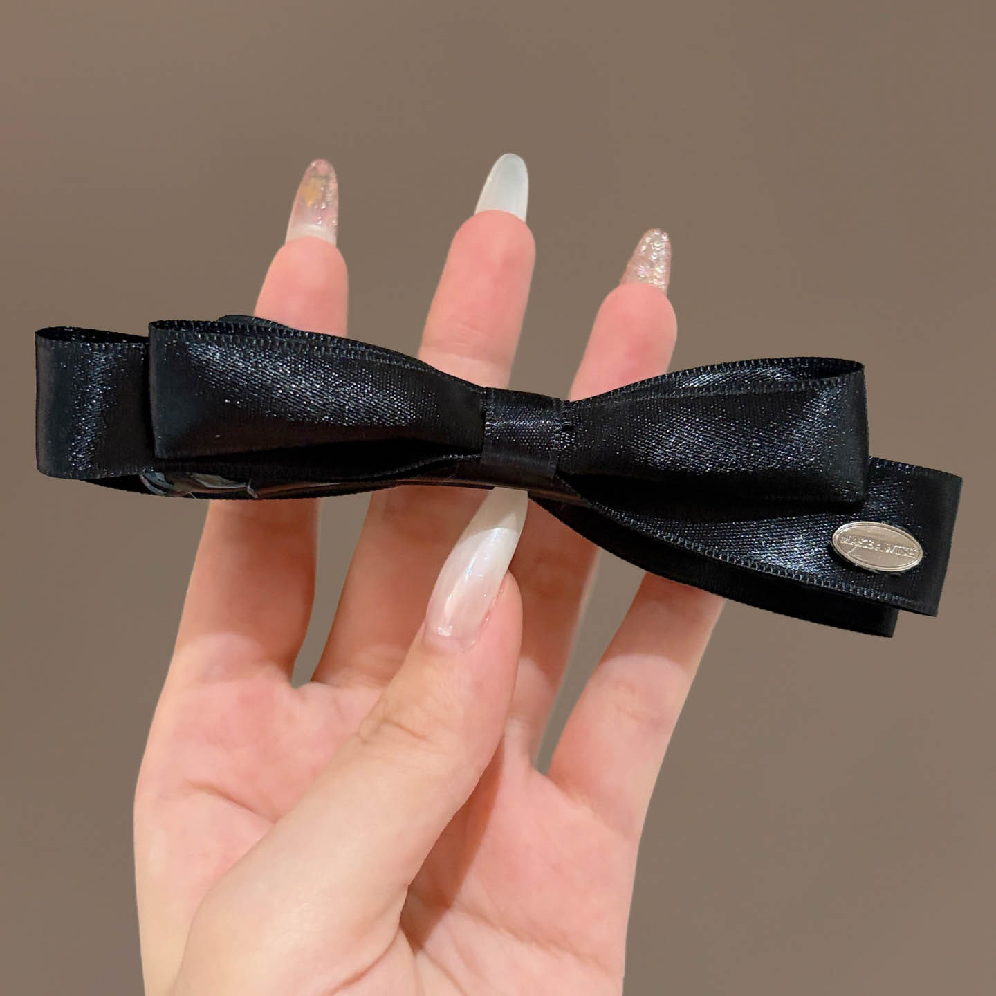 4#A 스타일 블랙 리본 바나나 클립 (밑클립) 약 9cm