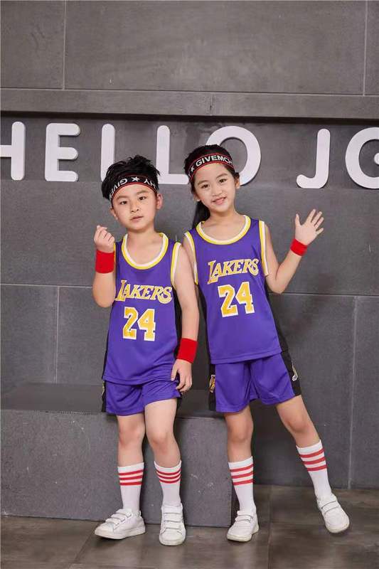 子供用バスケットボール服雄牛レイカーズ8号23号24号ユニフォームセット小学生男女競技訓練|undefined