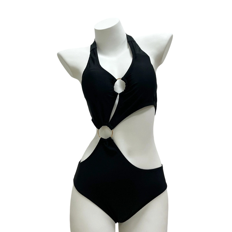 2025 nuevo bikini traje de baño de una pieza mujer negro sexy puro deseo vacaciones de alta gama chica caliente traje de baño de aguas termales mujer