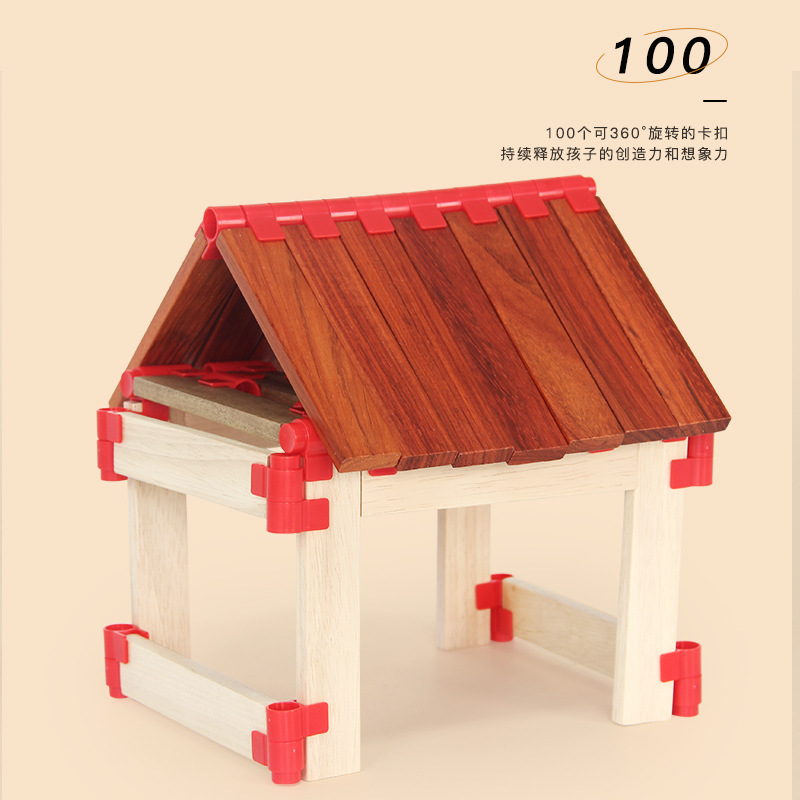 Niños de 100 piezas de madera de construcción maestro jardín de infantes área de Construcción de educación temprana apilados alto juego Imaginación juguetes educativos