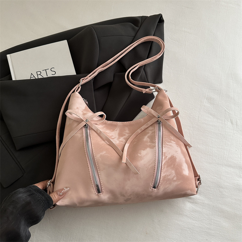 Bolsa de hombro retro suave pitot bolso arco 2025 nueva moda moda coreana bolsa de hombro de gran capacidad casual
