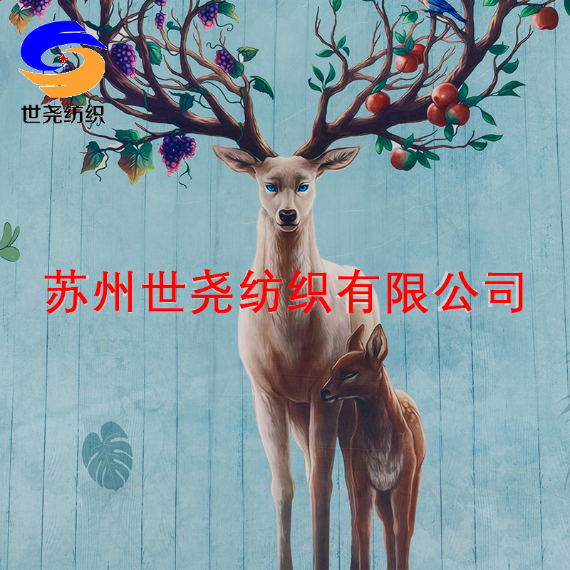 独角兽麋鹿花型数码印花十美缎抱枕布衣柜鞋柜布料十美缎