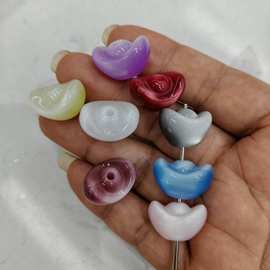 13*20mm个性双色猫眼元宝珠 DIY手工串珠散珠串笔手机链饰品配件