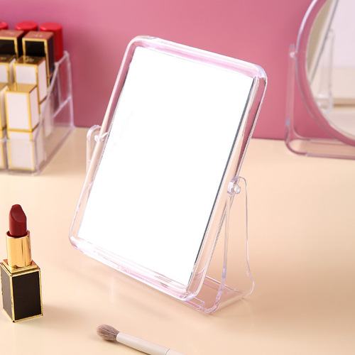 ins square transparent makeup mirror student dormitory desktop vanity mirror rotatable desktop round mirror with stand