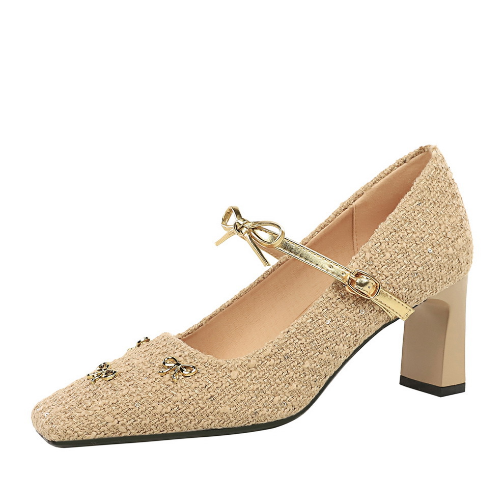 French Style Woven Women's Stiletto Pumps With Bowknot And Strap_voghion.com