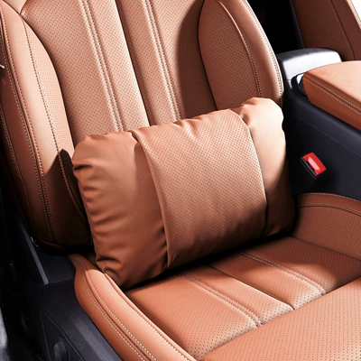 Suitable for Tesla Model Y — Waist support - 1-piece-lumbar-support-emma-orange-nappa-leather-for-comfort-and-stress-relief
