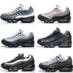 ヨーロッパステーション MAX95 エアクッションシューズ 3m 反射衝撃吸収ローカットランニングシューズ ピュアブラックウォリアー 身長増加、多用途、通気性