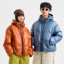 冬季户外三防鸭绒连帽羽绒服男女款加厚保暖面包服外套