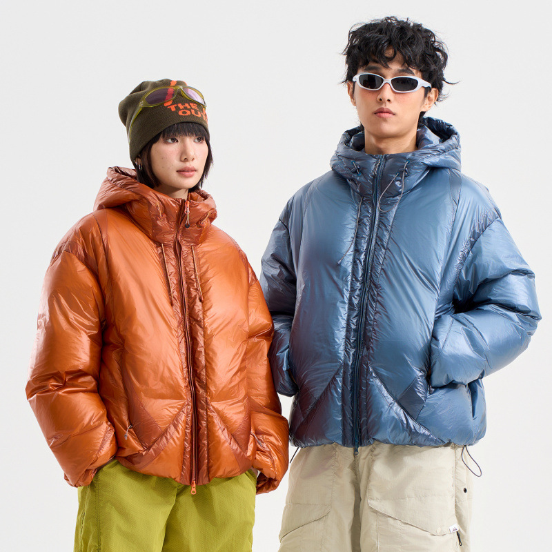 冬季户外三防鸭绒连帽羽绒服男女款加厚保暖面包服外套