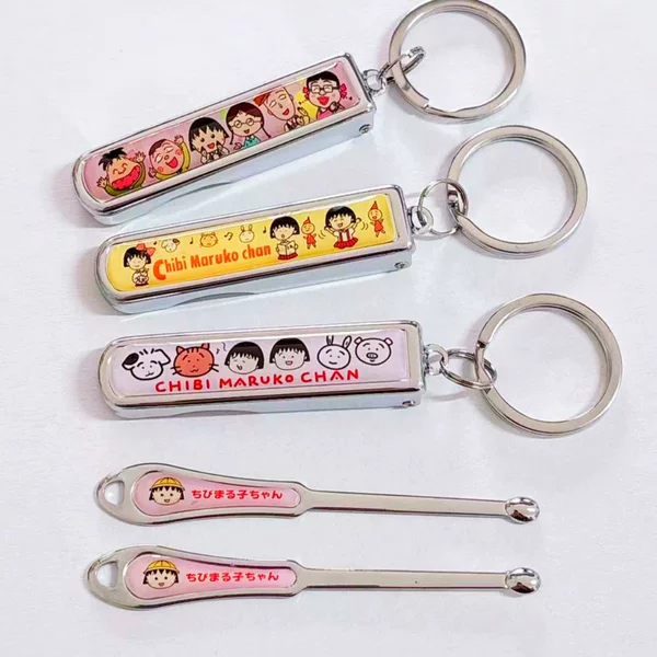 Cartoon Chibi Maruko Nail Clippers Ear Spoon Cute Nail Scissors Nail Clippers Portable Small Manicure Knife Keychain