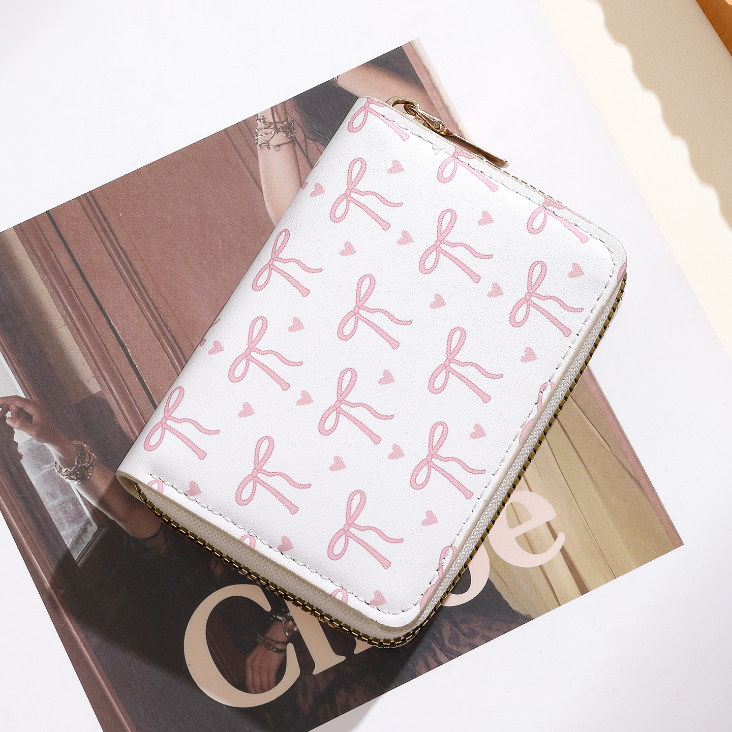 Lindo tarjetero para mujer de gran capacidad ultrafino con múltiples tarjetas, tarjetero compacto, licencia de conducir, bolso de almacenamiento, monedero portátil