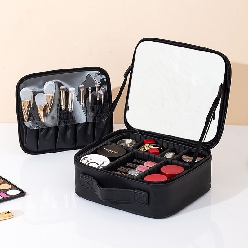 2026 nuevo tipo con lámpara led espejo maquillaje bolsa de maquillaje bolsa de transporte de productos de cuidado de la piel bolsa de maquillaje portátil