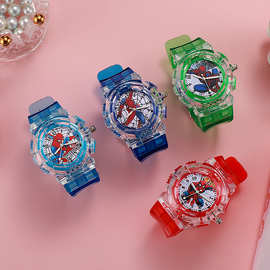 跨境新品知侠儿童手表男孩男童指针式识字LED七彩闪灯石英腕表