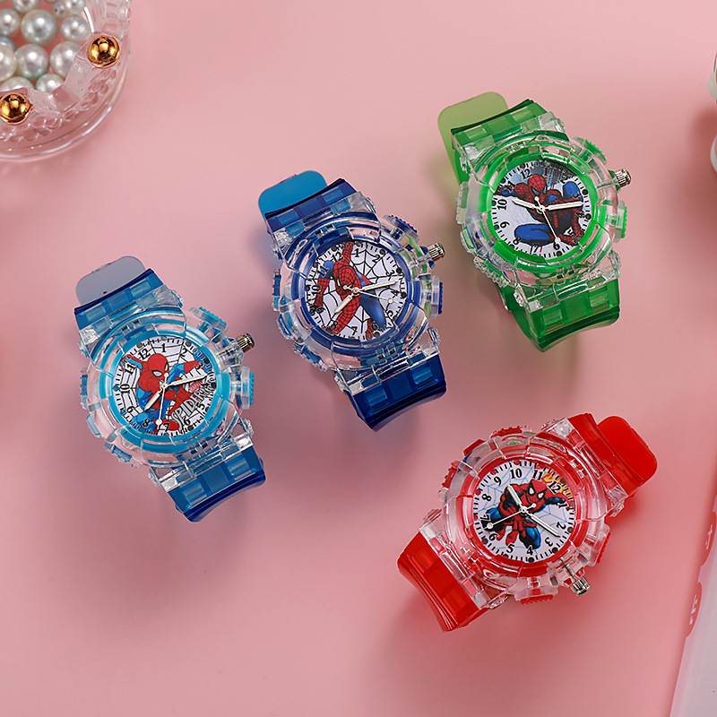 Cross-Border New Product Zhixia Children's Watch for Boys, Analog, Literacy, Led, Colorful Flashing Light, Quartz Wristwatch