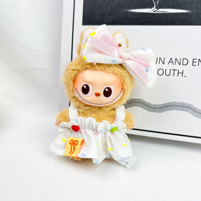 现货拉布布4.0衣服 蝴蝶结碎花连衣裙 棉花娃娃挂件labubu娃衣|undefined