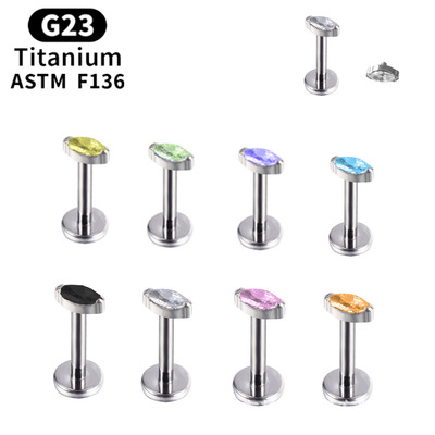 G23 Titanium alloy horse eye labret Spice Girls Simplicity zircon Ear Studs f136 puncture Jewelry Manufactor goods in stock wholesale