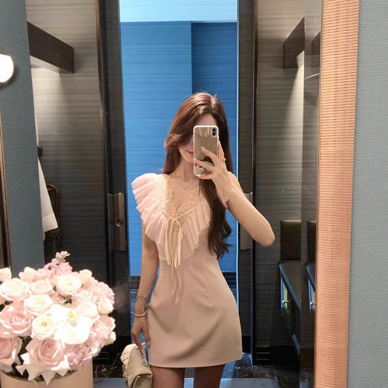 Justqin Fluttering Sniper 2025 New Summer Dress Elegant Short Skirt Waist-Cinching Dress for Women