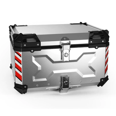 Motorcycle trunk box back-up luggage electric - silver-x-embossing