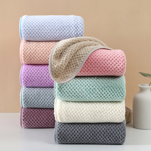 Pineapple check bath towel set soft coral velvet square towel absorbs water and is not easy to shed hair men and women face washcloth wholesale