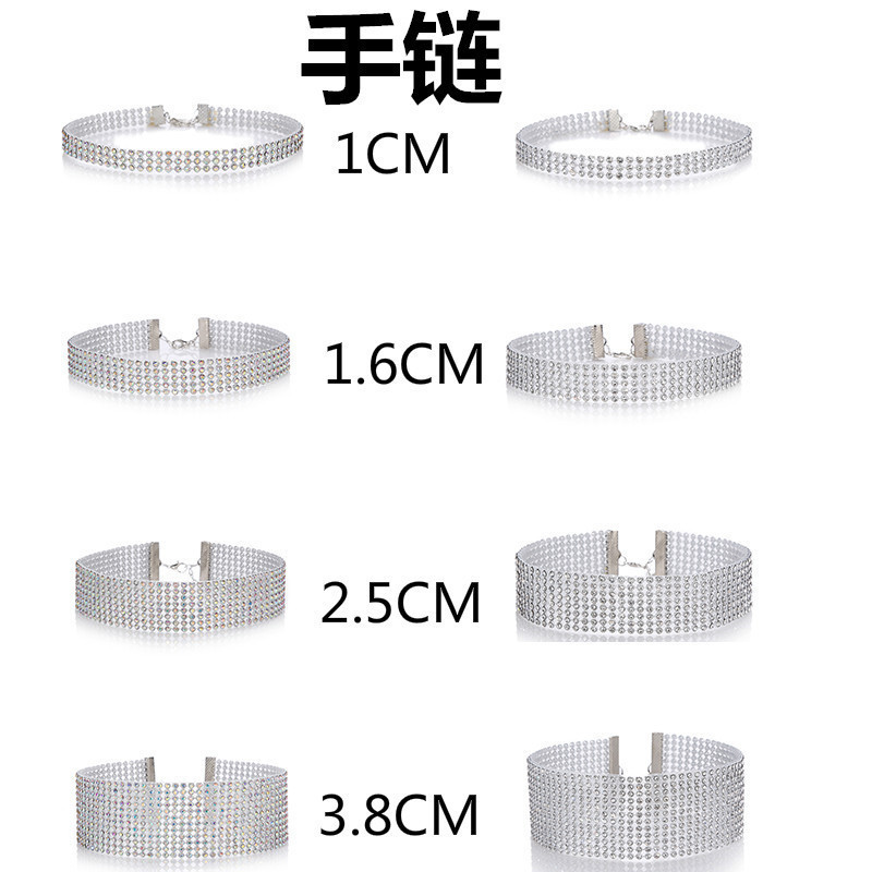 European and American fashion personalized jewelry European style popular neck element bracelet chain trendy women's full diamond bracelet full diamond anklet