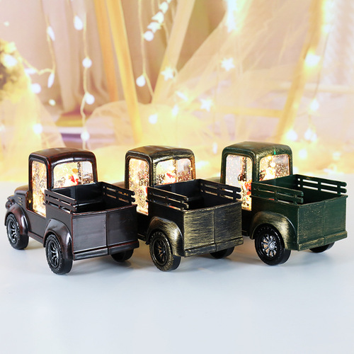 Cross-border new Christmas decorations, elderly small wind lantern, Christmas retro car night light, creative Christmas gift