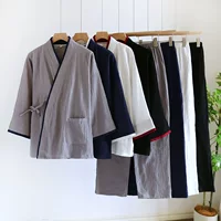 Японское весеннее и осеннее тонкое мужское кимоно Hanfu хлопчатобумажная марля пижама большого размера 200 кг домашний паровой костюм