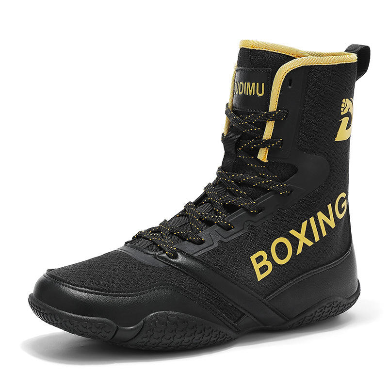 Shopping Mall Same Style Large Size 45-46 Boxing Shoes for Men, Professional Sports Competition Breathable Flat-Soled Fighting and Sanda Shoes, High Quality