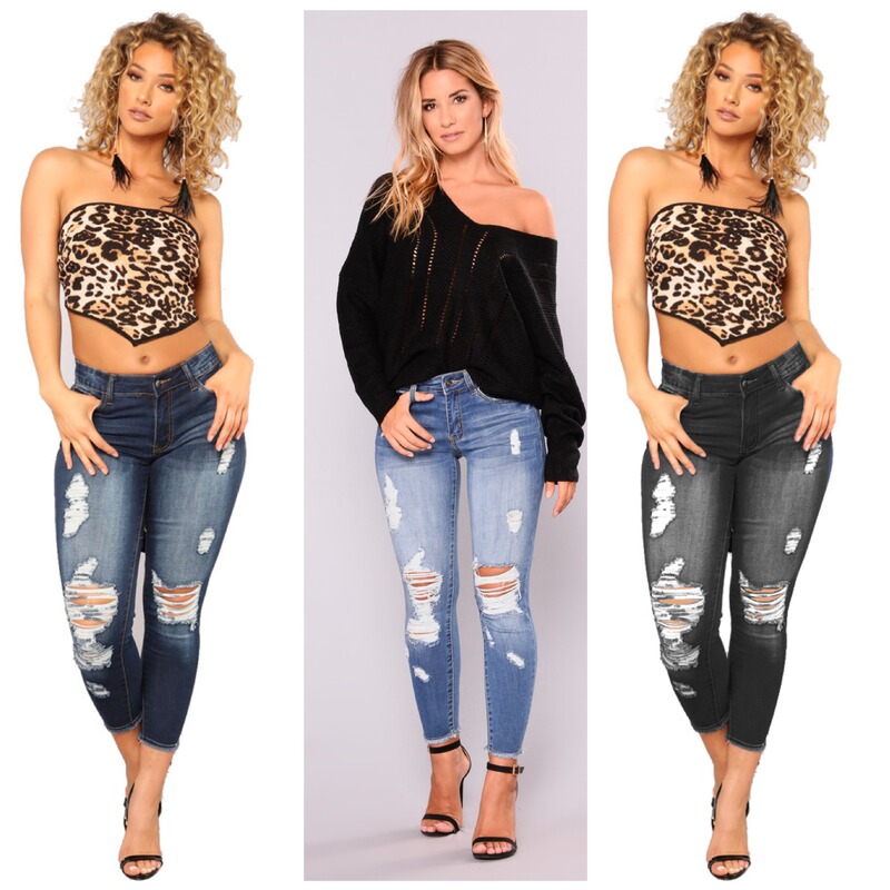 Summer Amazon Spot Wholesale High-Elastic Nine-Point Ripped Women's Slim-Fitting Butt-Lifting Fashion Jeans in Stock