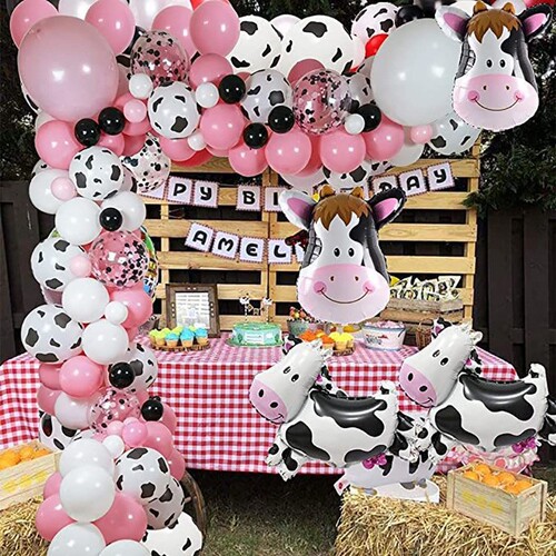 Cartoon Cow Balloon Set Pasture Farm Cow Theme Party Scene Decoration Props Balloon Birthday