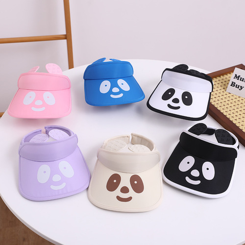 厂家热销新款时尚空顶鸭舌帽卡通熊猫儿童太阳镜帽子防晒遮阳帽
