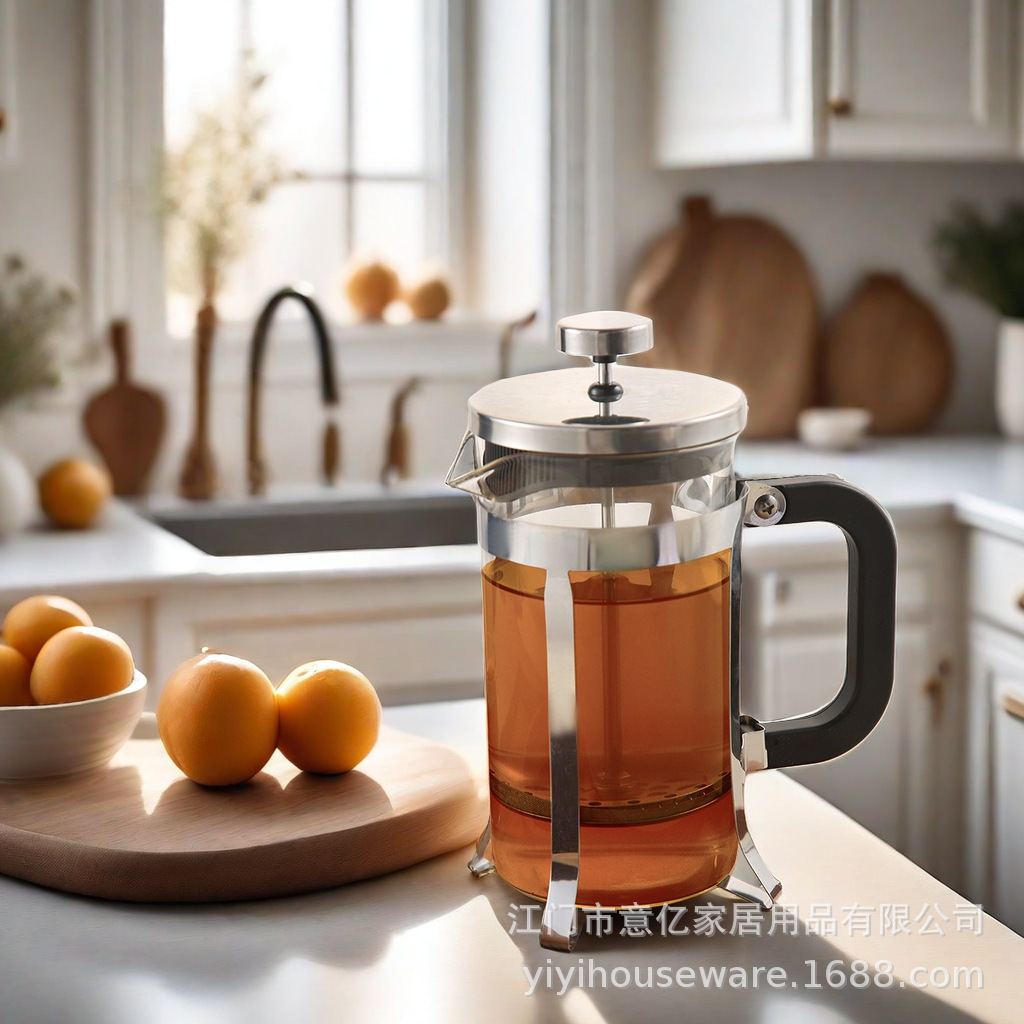 Wholesale in-stock glass French press coffee pot, hand-brewed coffee pot, home-use filtration equipment, tea brewing set, coffee filter pot