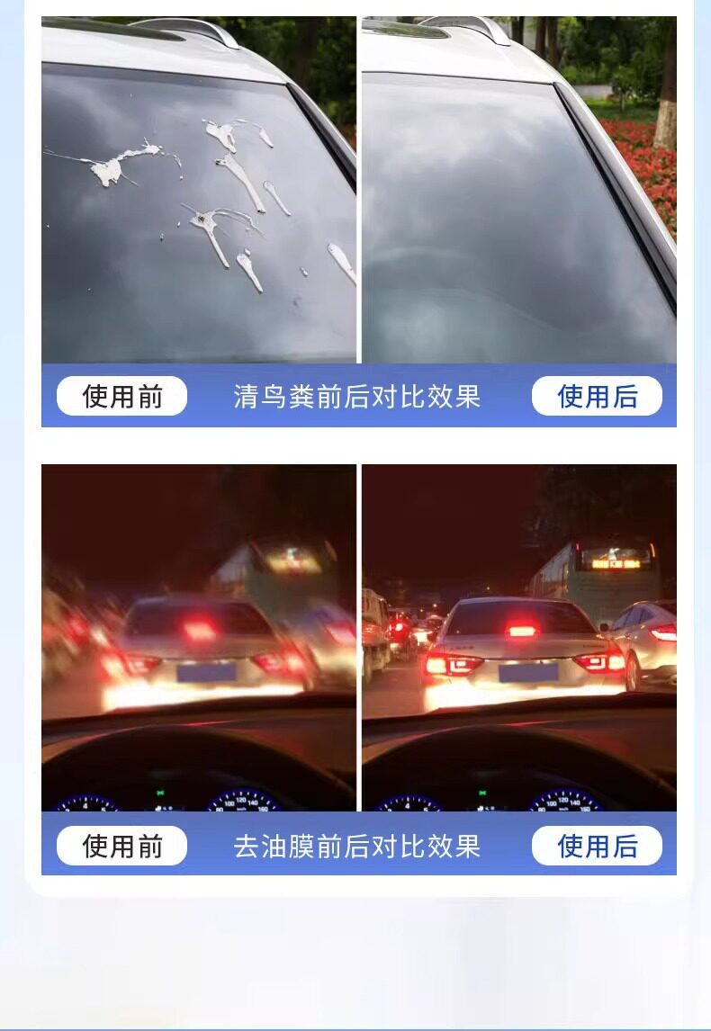 Car Glass Cleaner, Powerful Stain and Oil Film Remover, Concentrated Wiper Fluid, Removes Insect Residue, Does Not Damage the Car, Suitable for All Seasons, Wholesale