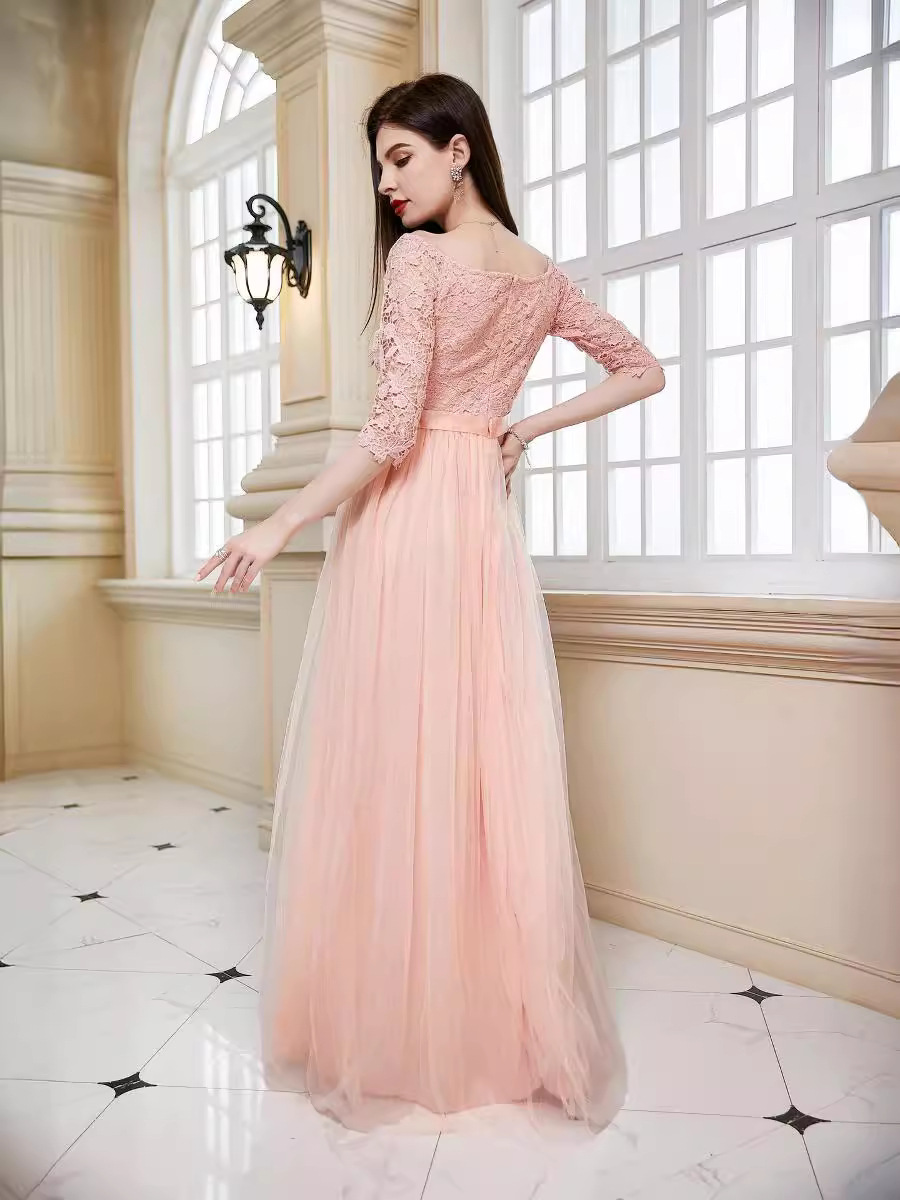 Nuevo comercio exterior europeo y americano vestido de boda Amazon sexy encaje malla vestido de manga media oferta internacional exclusiva image 2