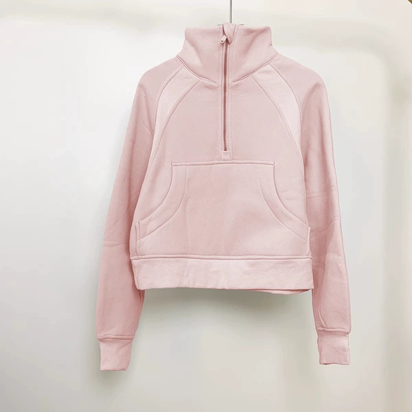 Sakura powder high collar half zipper