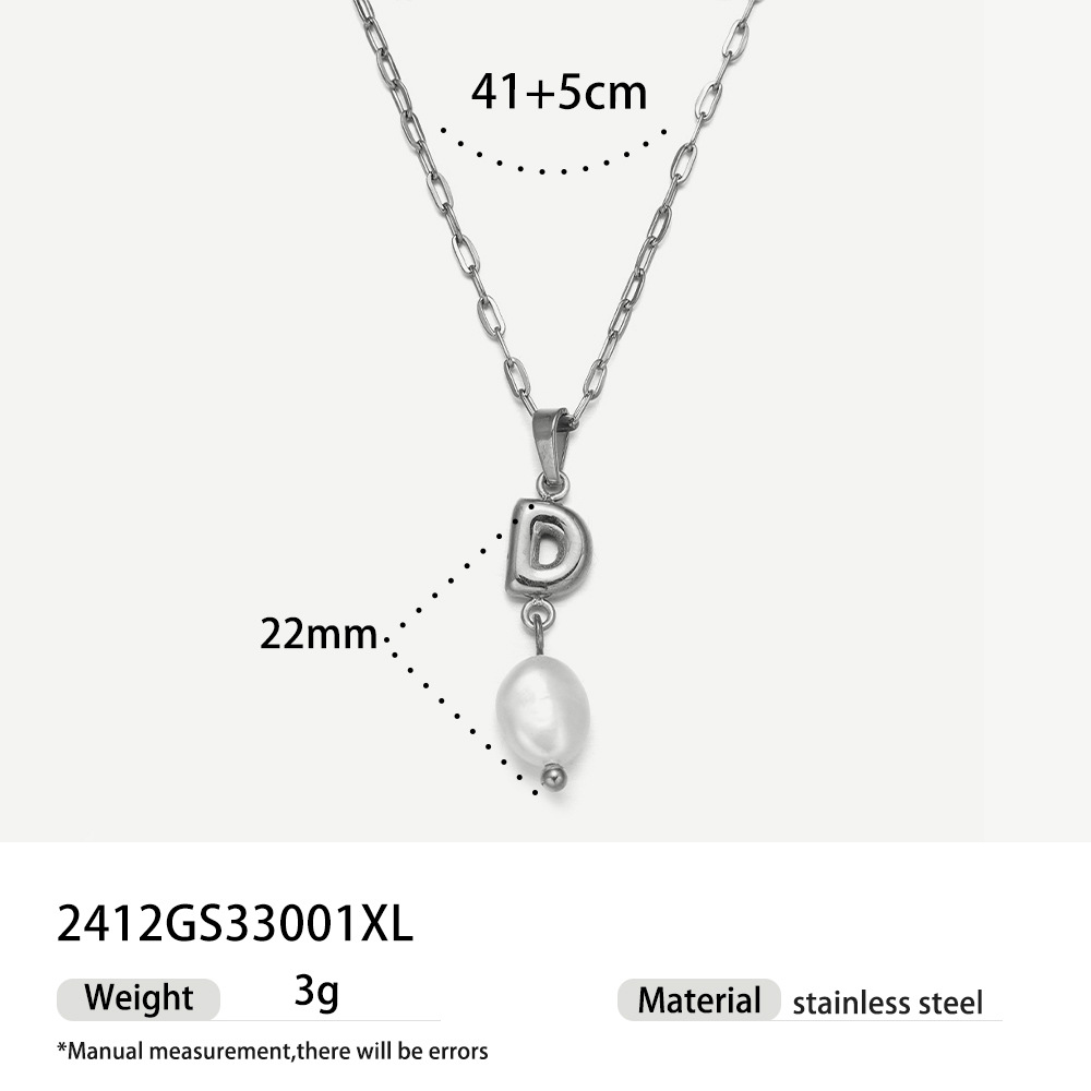 TENA collar de acero inoxidable de perlas verdaderas simplista de alto nivel nicho de diseño de acero de titanio collar de collar para mujeres image 25