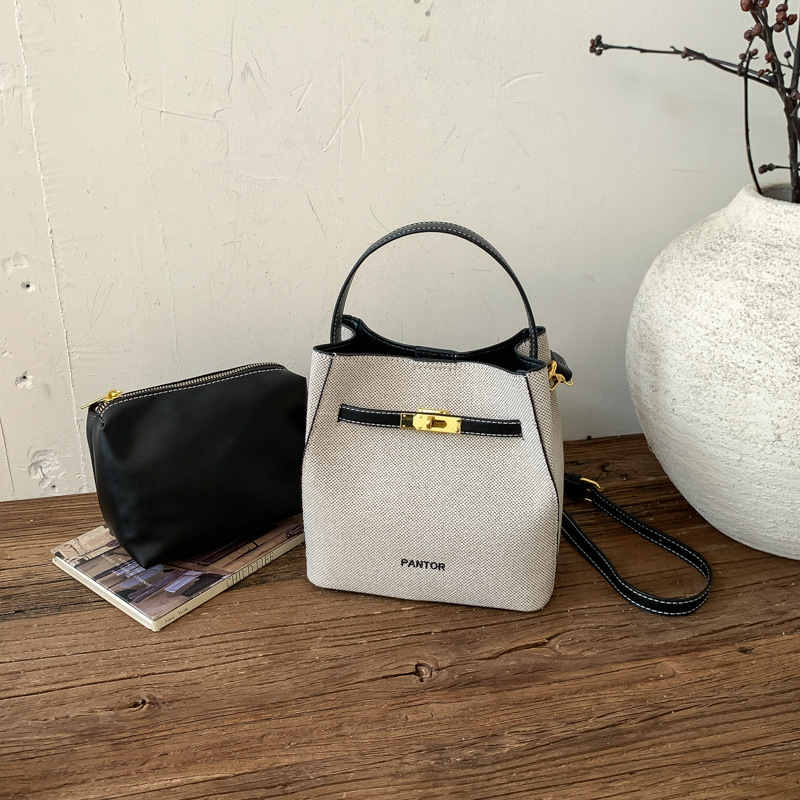 Bolso de nicho coreano bolso de cubo de agua de mujer venta caliente nuevo lienzo color de tela alta textura exquisita mochila image 8