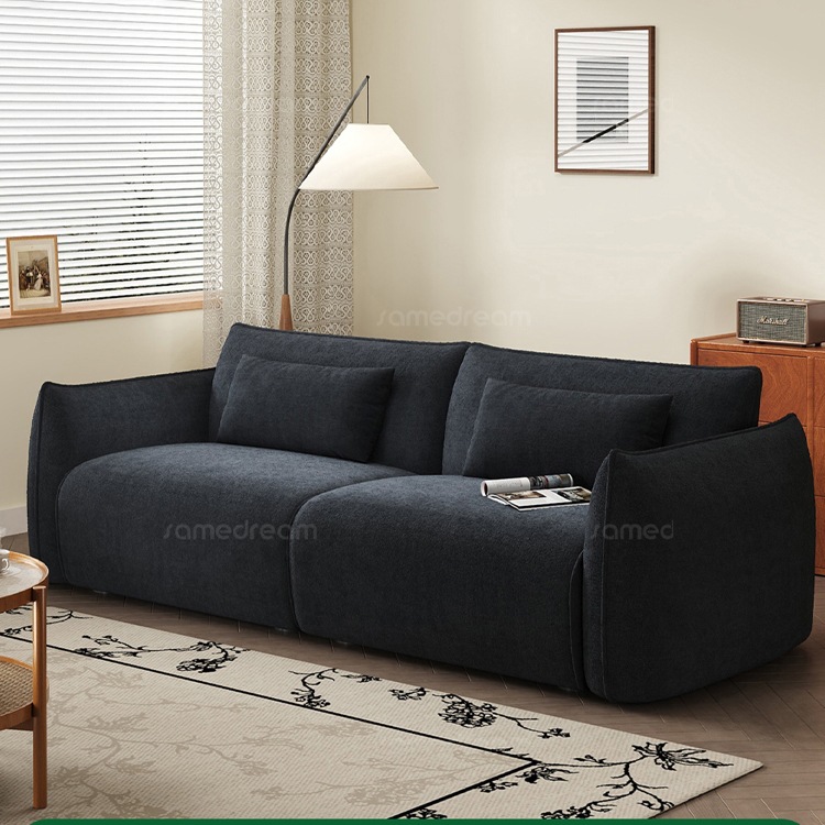 Mid-Century Style Bauhaus Warm Island Sofa Simple Living Room Small Apartment Straight Row Rental House Double or Three-Seater Fabric Sofa