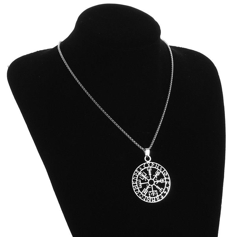 Collana con pendente a bussola con runa vichinga Collana da uomo e da donna in acciaio inossidabile scavato Accessori da strada dominanti_voghion.com