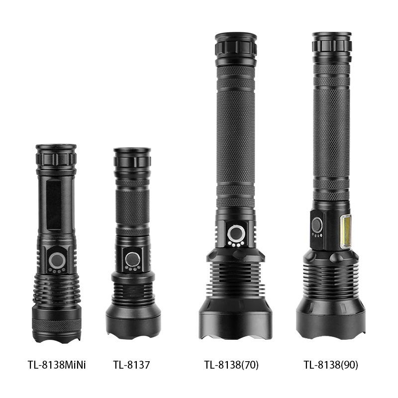 Spot P50 flashlight telescopic zoom aluminum alloy USB with power display multi-functional outdoor long-range bright flashlight
