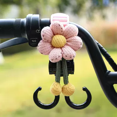 for Electric Vehicles, Other Electric Vehicle Accessories - pink-ribbon-double-hook-bread-flower-short-style-22cm