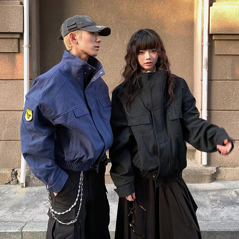 American Retro Mountain Eagle Workwear Jacket Men's Pure Cotton Loose Spring & Fall Silhouette Bomber Jacket Short Baseball Uniform