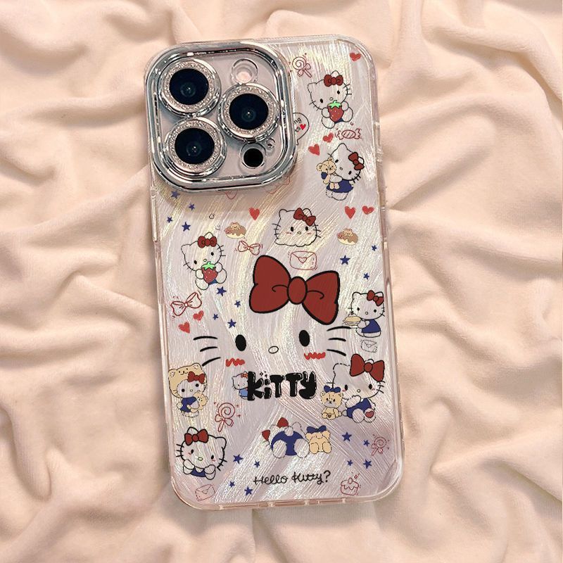 Bow Kt Suitable for Apple 16Promax Mobile Phone Case Iphone15 Feather Yarn 14 Niche 13 12 Apple 16E