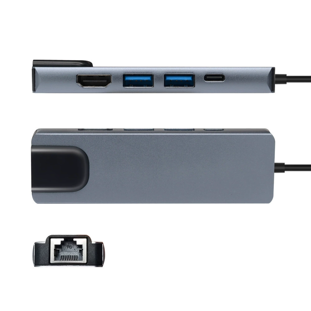TYPE-C в LAN 100M + HDMI + USB 2.0 + Type-C пятив-одном концентратор (HUB)
