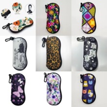 爆款热销潜水料眼镜包时尚印花眼镜袋旅行便携挂钩太阳眼睛盒